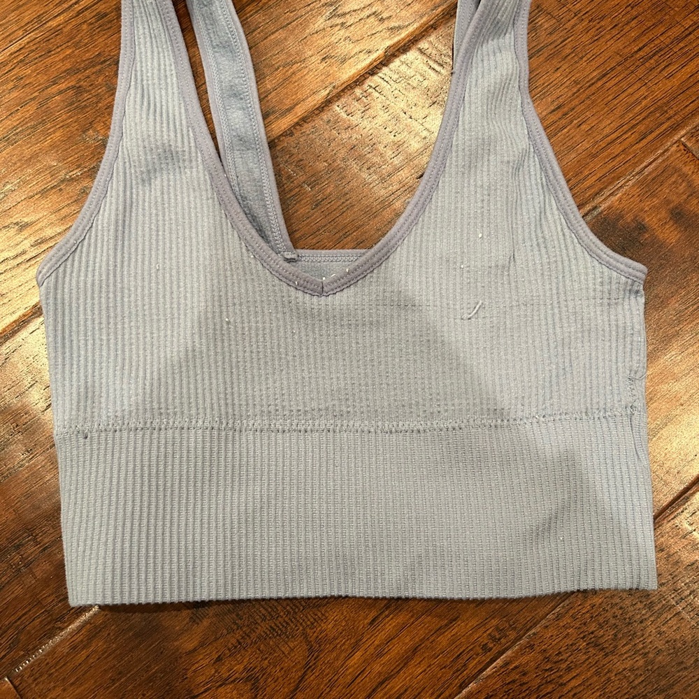 Aeropostale Ribbed Sports Bra - Light Gray